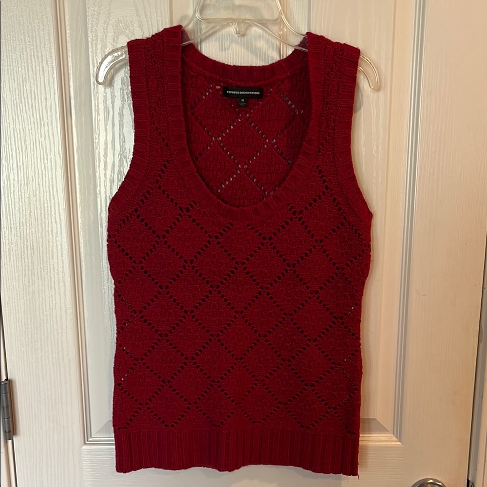 Express Design Studio Red Sleeveless Knit Top